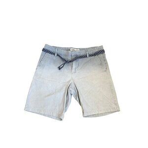 Pull & Bear Light Blue Mens Shorts With Rope Belt Size 31 Waist Cotton Blend